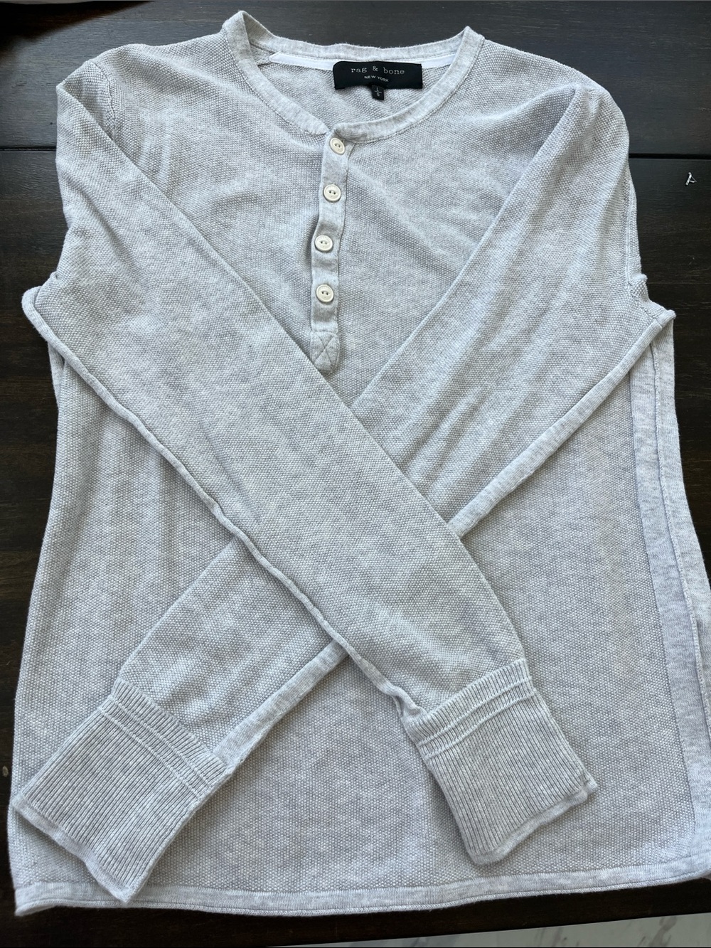Cotton rag & bone light gray long-sleeve henley